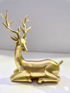 Sculptures de cerfs en aluminium doré de luxe modernes faites à la main Décoration d'intérieur pour salon - Product Image 2