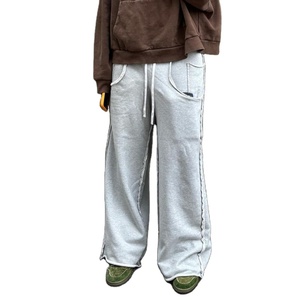 Pantalon de survêtement surdimensionné et décontracté pour hommes, personnalisé OEM, couleur unie pour l'ourlet, taille élastique, coupe décontractée, pantalon de jogging - Product Image 4