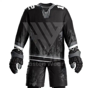 Conception personnalisée Impression par sublimation Ensembles uniformes de hockey sur glace 100% Ensemble d'uniformes d'hockey en polyester Fabriqué au Pakistan - Product Image 4