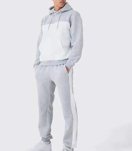 Survêtements stylés pour hommes, combinaison de jogging d'entraînement, ensemble sweat à capuche et pantalon deux pièces, pull à capuche bicolore - Product Image 4