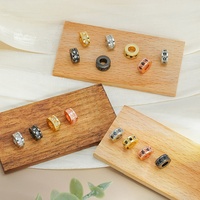 Perles d'espacement oblates en cuivre plaqué or 18 carats avec micro-pavé de zircon, perles d'espacement en vrac pour la fabrication de bijoux, bracelet pour homme