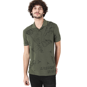 Polo personnalisé pour homme en tissu respirant, col imprimé uni, 100 % coton, logo imprimé, polyester - Product Image 1