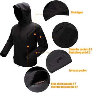 Chaqueta Softshell para exteriores para hombre, impermeable, transpirable, a prueba de viento, ligera, para senderismo, con capucha ajustable y cremallera múltiple - Product Image 5