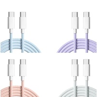 Kabel Tipe-C Kepang Baru untuk iPhone15 1M 2M Kabel Data Charger USB-C Berlapis Nilon Kompatibel dengan iPad Printer Kamera Perangkat IOS