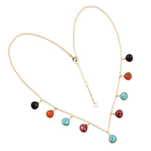 Multi-Gemstone <b>Necklace</b> 925 Sterling <b>Silver</b> Handmade <b>Heart</b>-Shaped Rose Gold Plated Adjustable Engagement Wedding Party Jewelry - Product Image 3