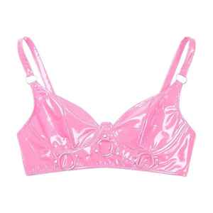 Une épaule Crop soutien-gorge de sport 2025 en gros femmes noir en cuir Pu maigre Costume fait Logo soutien-gorge en cuir - Product Image 2