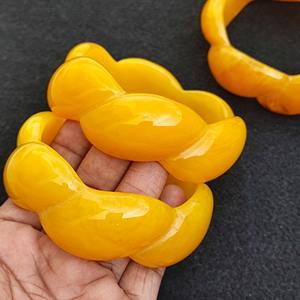 Pulsera Elástica Personalizada de Acrílico Chapada en Oro de 18K, Ecológica, Colorida, con Dijes Gruesos de Lujo Francés, Brazaletes Elásticos al por Mayor para Mujer - Product Image 1