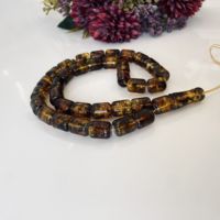 33 perles d'ambre, Tasbih vert-noir en ambre baltique naturel avec des inclusions naturelles