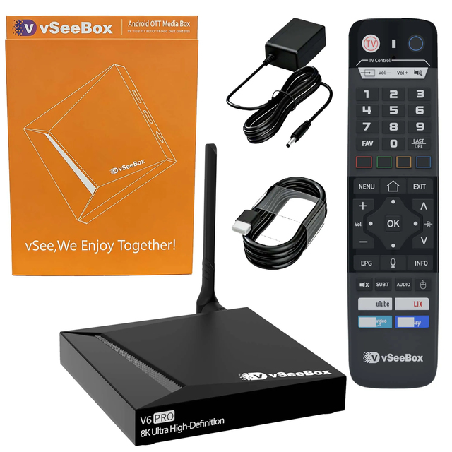 VSeeBox V6 Pro 8K Android 14 Smart TV Box WiFi 6 Streaming Media Player Set Top Box 4GB+32GB