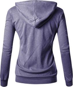 Veste à capuche élégante et légère à fermeture éclair, manches longues, en coton, polyester, délicate, pour femmes - Product Image 2