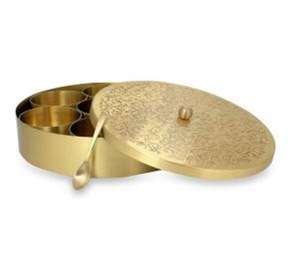 Masala ทองเหลืองกล่องเครื่องเทศเจ็ดช่องกล่องเครื่องเทศสำหรับห้องครัวทำด้วยมือในอินเดียดีไซน์ใหม่ - Product Image 6