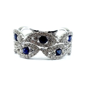 Bague classique en or blanc de haute qualité avec saphir bleu royal et diamants, bagues en pierres précieuses pour femmes, or blanc 18 carats, mariage - Product Image 1