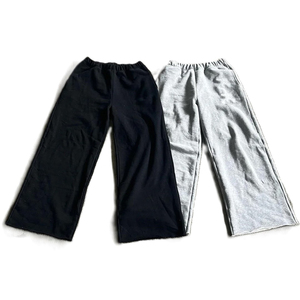 Pantalones Deportivos Lisos de Color Sólido, Personalizables, Gruesos, 100% Algodón, con Pierna Ancha y Abertura en el Bajo, Estilo Holgado para Hombre - Product Image 1