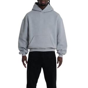 Sweats à capuche Hip Hop de luxe pour hommes impression bouffante personnalisée 100% coton sans ficelle surdimensionné blanc poids lourd Boxy sweats à capuche courts pour hommes - Product Image 4