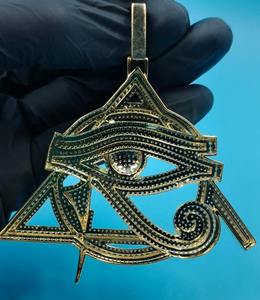 Luxury Style VVS Moissanite <b>Diamond</b> Iced Out Hip Hop Pendant <b>Necklace</b> With Gold Plated 925 Silver Eyes Of Horus At Low Price - Product Image 5