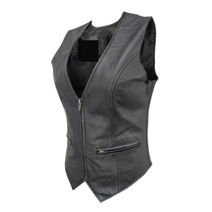 Nuevo diseño de solapa estilo de moda motocicleta cuero chaleco manga chaqueta mujeres hombres - Product Image 2