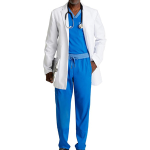 Bata Blanca nueva para médicos, ropa de trabajo de manga larga para hombres, bata de laboratorio médica transpirable - Product Image 1