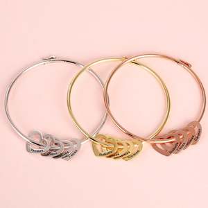Jeulia Sterling Silver <b>Bangle</b> <b>Bracelet</b> with Heart Shape Pendants Perfect Gift - Product Image 3
