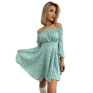 High quality dress for ladies blue color reliable supplier ladies' apparel for sale