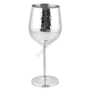 Juego de 3 copas de vino martillado de acero inoxidable Accesorios para bebidas premium - Product Image 4