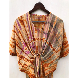Caftán de Seda Crepé Tie Dye para Mujer, Vestido Sari Hecho a Mano, Salida de Playa, Mercado Mayorista al Mejor Precio - Product Image 2