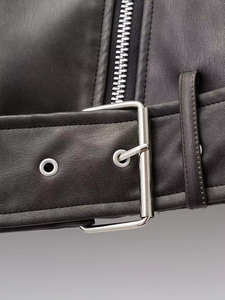 Chaqueta de moda de manga larga con cremallera solapa primavera otoño ropa de cuero abrigo corto ropa de motocicleta chaqueta de cuero para hombres - Product Image 6