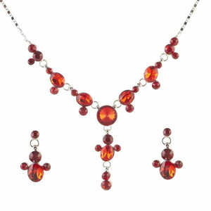 Urthn, conjunto de collar de moda para mujer, joyería chapada en rodio con piedra austriaca naranja 1102849 - Product Image 1