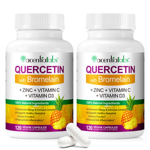 Quercetina capsule 120 conteggio vegetariano bioflavonoidi complemento complesso supporta il sistema immunitario quercetina con bromelina - Product Image 1