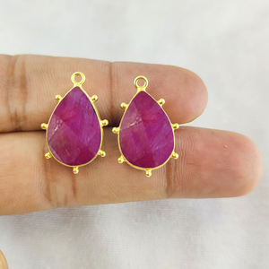 Rubis poire forme pierre précieuse pendentif fantaisie lunette réglage or Vermeil pendentif pierre de naissance fabrication de bijoux breloques - Product Image 3