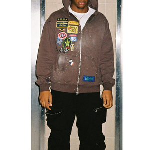 Sweat à capuche surdimensionné à fermeture éclair avec broderie personnalisée, fabricant OEM, molleton de coton lourd, patchs cousus, streetwear pour - Product Image 1