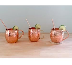 Tasse en cuivre de conception antique étanche et moins commune avec tasse martelée et paille personnalisées - Product Image 1