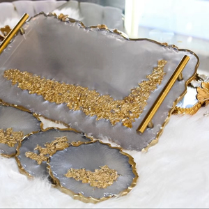 ถาดศิลปะทำจากเรซิ่นคุณภาพสูงงานแฮนด์เมดอุปกรณ์จัดระเบียบลายดอกไม้ออกแบบได้ตามต้องการสำหรับเครื่องสำอางเครื่องประดับงานฝีมือตกแต่งบ้าน - Product Image 1