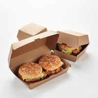 Boîtes à emporter personnalisées avec impression UV, gaufrage et revêtement UV pour hamburgers, frites, ailes de poulet et snacks – Emballage écologique