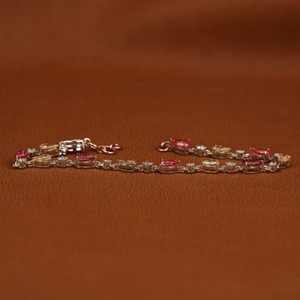 Bracelet de tennis en or massif 14KT avec diamants taille ronde poire élégance intemporelle diamants étincelants cadeau parfait pour elle - Product Image 2