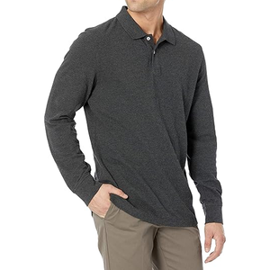 Polos de algodón de manga larga transpirables con ribete de costilla de punto plano para hombre, camiseta Polo de solapa de manga larga con costuras multicolores de verano - Product Image 6