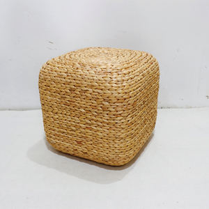 Comehome Water Hyacinth Pouf <b>Stool</b>-Eco-Friendly Handmade Minimalist Design for Bedroom & Hotel Use Square Shape Seating Decor - Product Image 5