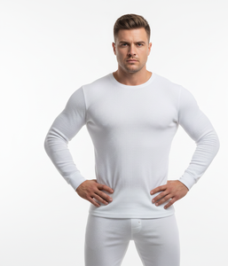 Traje Térmico Transpirable para Hombre, Color Blanco, Tejido Suave y Elástico, Acabado Liso, Ligero, Resistente, Calidad Invernal - Product Image 1