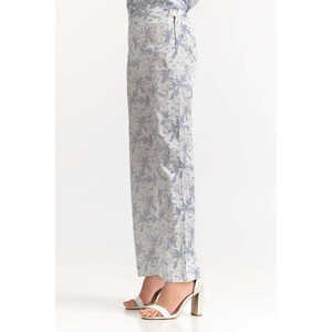 Pantalon large bleu pour femme style Hip Hop WM-TRC-SS24-002 Taille haute Respirant Décoration à motifs Coupe ample Pantalon de mode froissé - Product Image 4