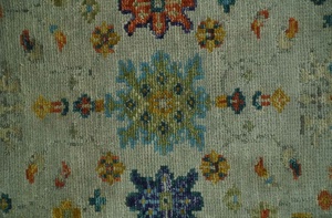 Tapis Oushak Bleu Marine 9x12 Grand Tapis Turc Surdimensionné avec Motif Abstrait Beige et Design Abstrait - Product Image 2