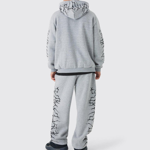 Wholesale Men's Streetwear Customized Printed Cotton Hoodie <b>Sweatpants</b> <b>Sets</b> French Terry Quick Dry Plus Size Winter High - Product Image 2