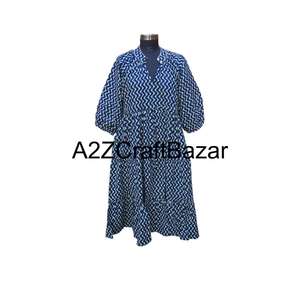 Robe midi florale Himanshi décontractée pour femme, 100 % pur coton, tissu respirant, coupe ample, écologique, taille naturelle, pour l'été quotidien - Product Image 1