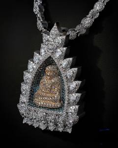 Collar con Colgante de Plata de Ley 925 Estilo Hiphop con Incrustaciones de Diamantes Moissanite VVS, Certificado GIA, Personalizable con Letra de Nombre - Product Image 3