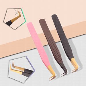 Pinzas de pestañas de polvo de diamante de alta calidad con logotipo OEM Extensión de pestañas profesional para puntas de volumen de belleza Logotipo personalizable - Product Image 5