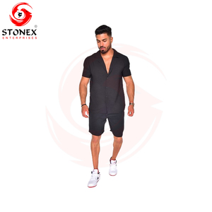 100% algodón verano para hombres dos piezas ropa deportiva caliente color personalizado manga corta Camiseta y pantalones cortos conjunto - Product Image 2