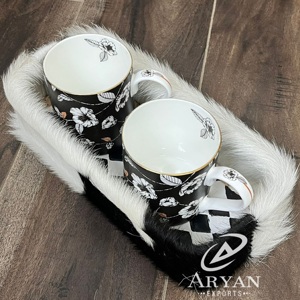 ถาดหนังวัวลายตารางแบบดั้งเดิมจากโรงงานโดยตรง ของตกแต่งสไตล์ตะวันตก ที่จัดเก็บของทำมือ ของตกแต่งบ้านสไตล์เรียบง่ายสำหรับวางบนโต๊ะทำงาน - Product Image 1