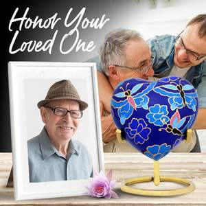 Papillon coeur urne souvenir-petit coeur crémation avec support et boîte-bleu Mini urne avec papillons-Honore votre bien-aimé - Product Image 4