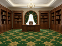 Dalles de moquette carrées de luxe, design baroque vert classique, antistatiques, sur mesure, résistantes, pour hall d'hôtel de prestige