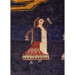 Alfombra de Lana Anudada a Mano Azul Aalam Pae-6441 9x12 Rectangular con Estampado Animal para Decoración de Sala de Estar - Product Image 3