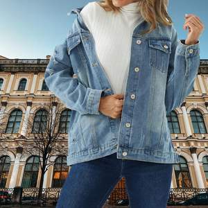 New Arrival Winter <b>Vintage</b> Washed Denim <b>Jacket</b> for Men 100% Cotton Breathable Casual Fashionable Front Logo Made in Pakistan - Product Image 5