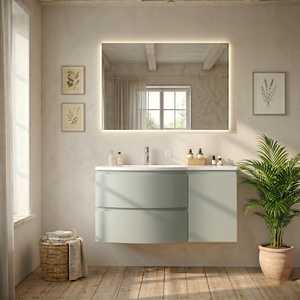 Mueble de Baño de Pared de Diseño Italiano en Verde Salvia, 105 cm, Ahorro de Espacio y Estilo Tradicional de Lujo - Product Image 1